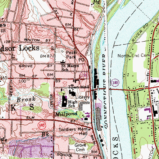 Topographic Map of Saint Marys Church, CT