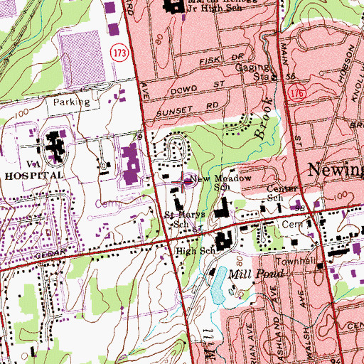 Topographic Map of Saint Marys Church, CT