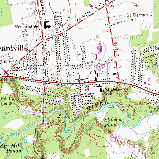 Topographic Map of Saint Marys Episcopal Church, CT