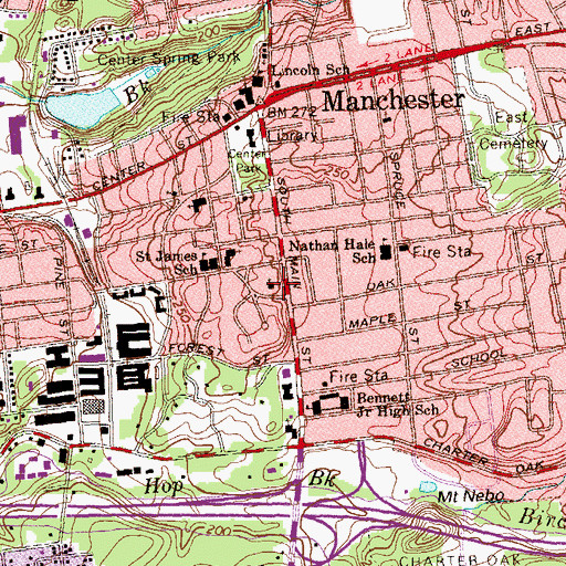 Topographic Map of Saint Marys Episcopal Church, CT