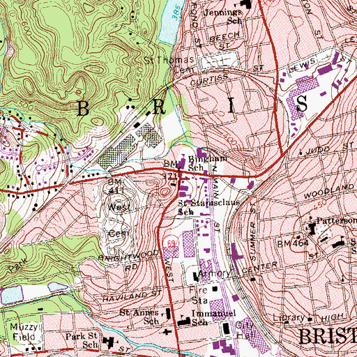 Topographic Map of Saint Stanislaus Roman Catholic Church, CT