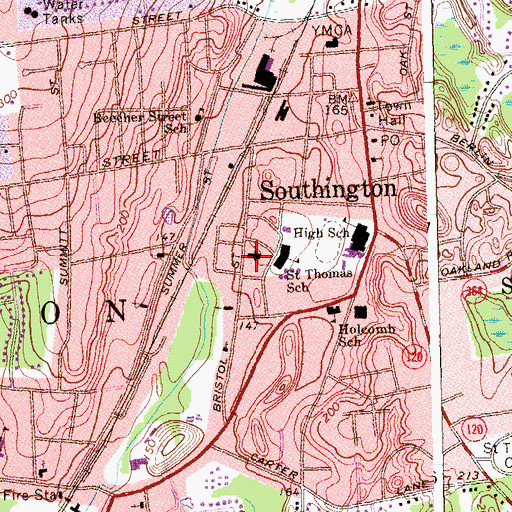 Topographic Map of Saint Thomas Church, CT