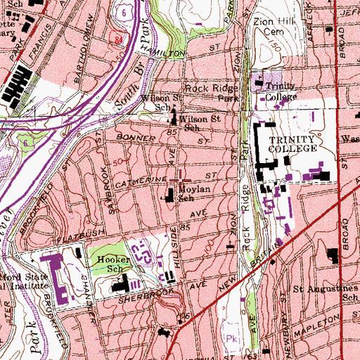Topographic Map of Saybrooke Village, CT