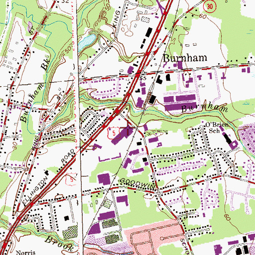 Topographic Map of School Street Square Shopping Center, CT