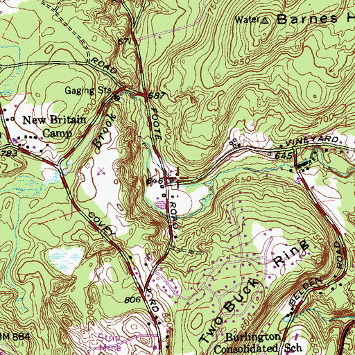 Topographic Map of Schwartzmann Mill, CT