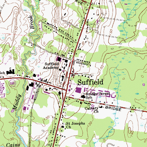 Topographic Map of Second Baptist Church, CT