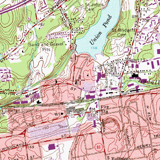 Topographic Map of Second Congregational Church, CT