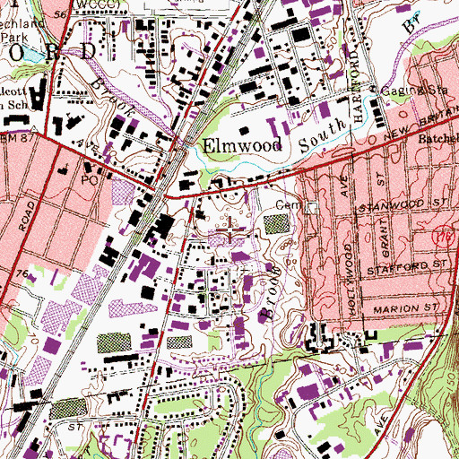 Topographic Map of Shield Street Plaza Shopping Center, CT