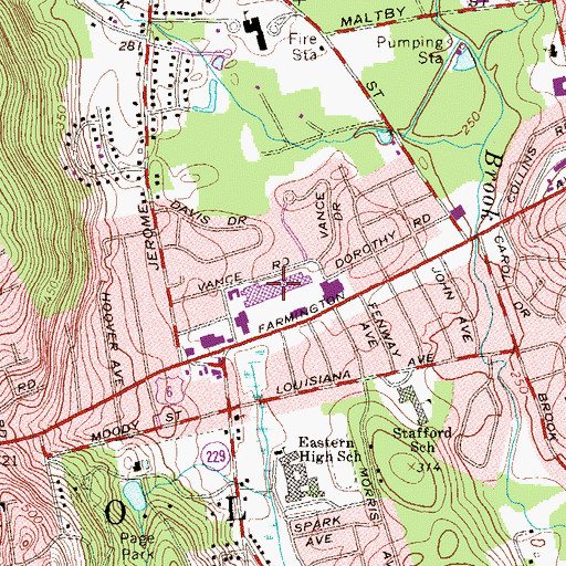 Topographic Map of Shoppers Junction Shopping Center, CT