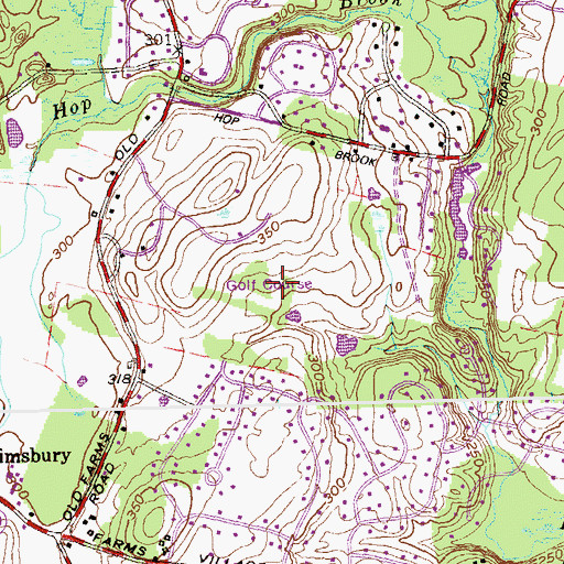 Topographic Map of Simsbury Farms Recreation Complex and Public Golf Course, CT