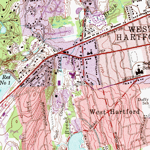 Topographic Map of Solomon Schecter School, CT