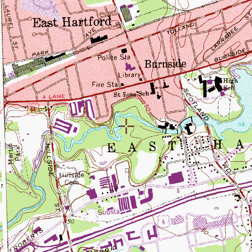 Topographic Map of South Congregational Church, CT