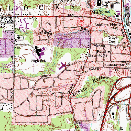 Topographic Map of South Elementary School, CT