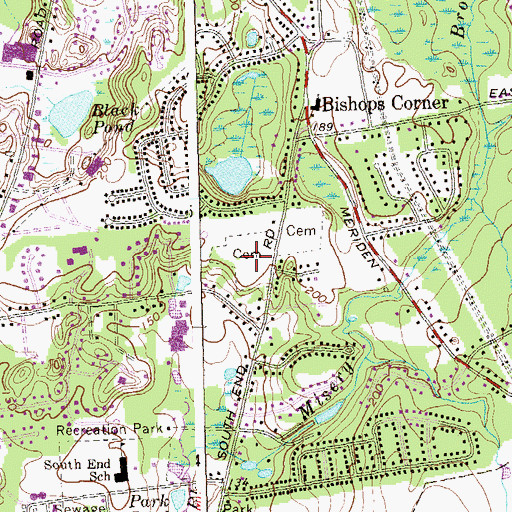 Topographic Map of South End Cemetery, CT