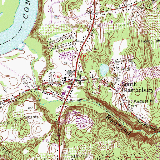 Topographic Map of South Glastonbury Historic District, CT