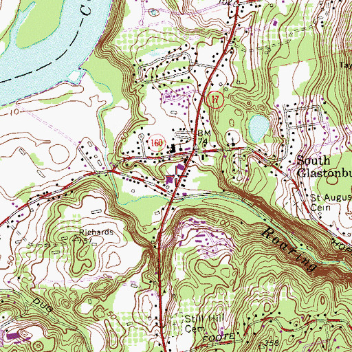 Topographic Map of South Glastonbury Post Office, CT