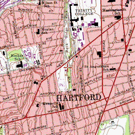 Topographic Map of South West Recreation Center, CT