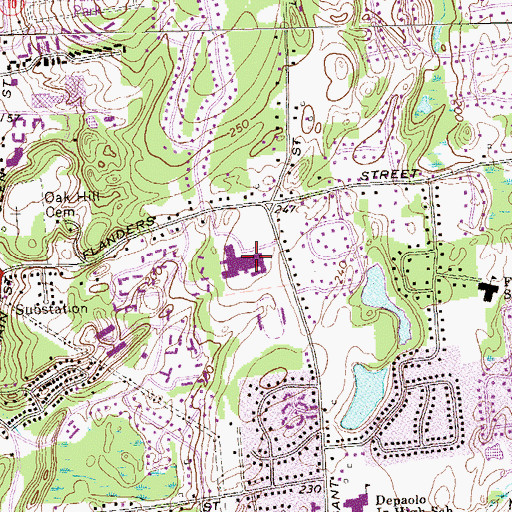 Topographic Map of Southington High School, CT