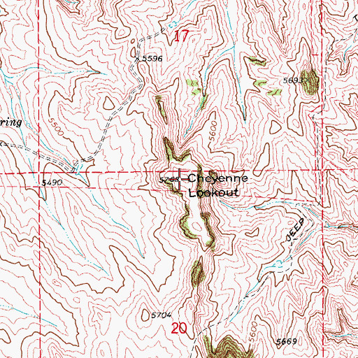 Topographic Map of Cheyenne Lookout, CO