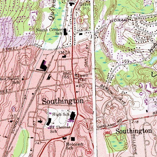 Topographic Map of Southington Town Hall, CT