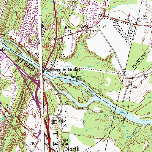 Topographic Map of Spoonville, CT