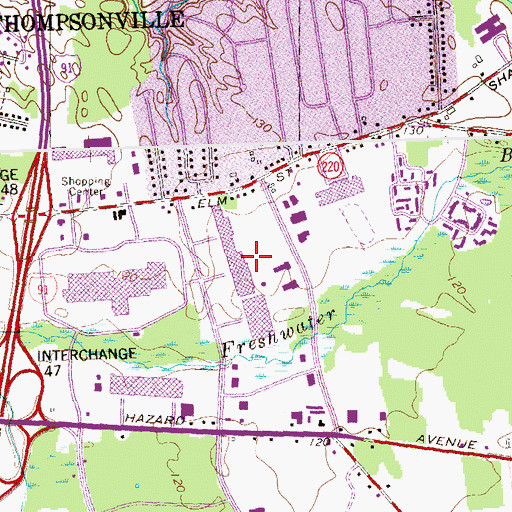 Topographic Map of Stateline Plaza Shopping Center, CT