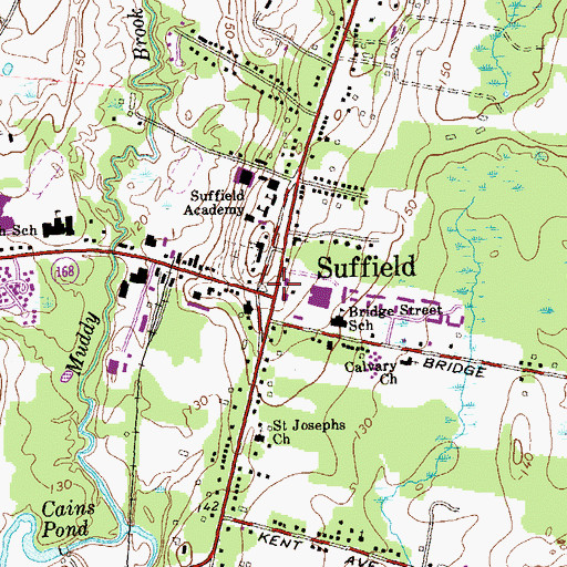 Topographic Map of Suffield Historic District, CT