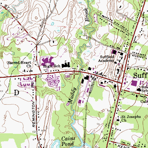 Topographic Map of Suffield Post Office, CT