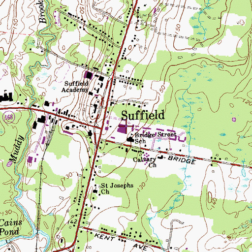 Topographic Map of Suffield Village Shopping Center, CT