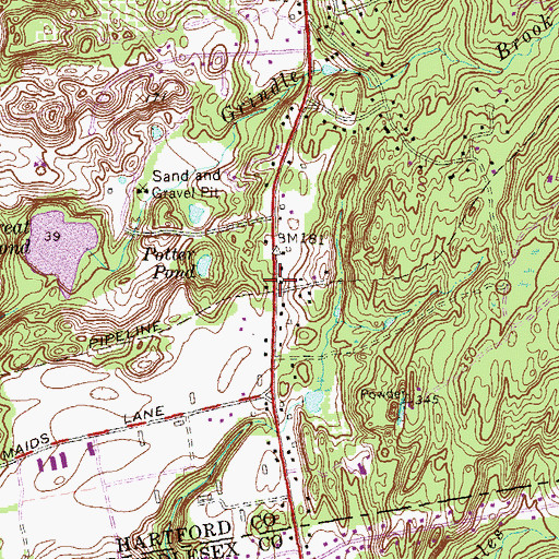 Topographic Map of Taylor Town, CT