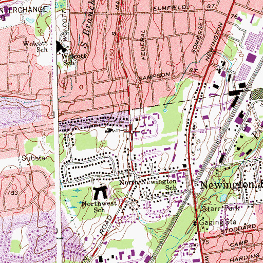 Topographic Map of Temple Sinai, CT