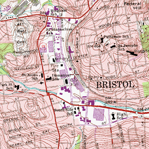 Topographic Map of The Mall at Bristol Centre Shopping Center, CT