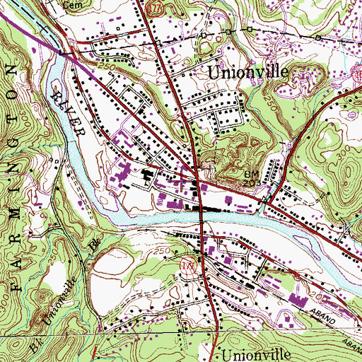 Topographic Map of Tunxis Hose Company Number 1 Fire Station, CT