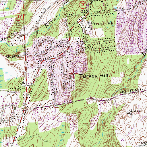 Topographic Map of Turkey Hill, CT