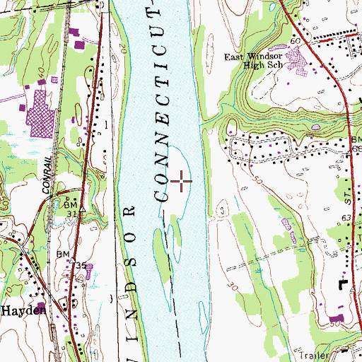 Topographic Map of Turks Island, CT
