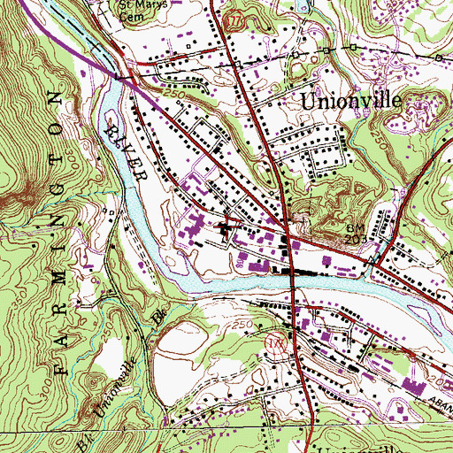 Topographic Map of Union Elementary School, CT