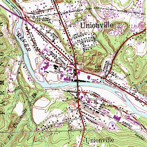 Topographic Map of Unionville Post Office, CT
