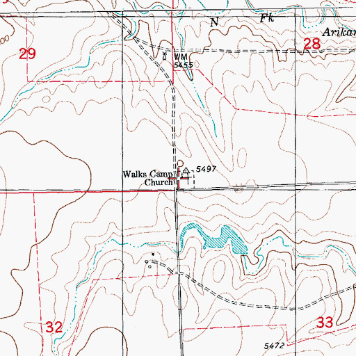 Topographic Map of Walks Camp Lutheran Cemetery, CO