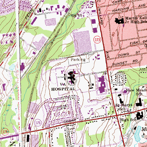 Topographic Map of Veterans Affairs Connecticut Healthcare System Newington Campus, CT