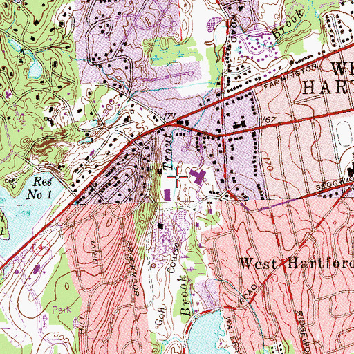 Topographic Map of Veterans Memorial Rink, CT