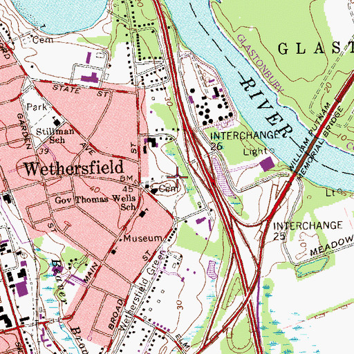 Topographic Map of Village Cemetery, CT