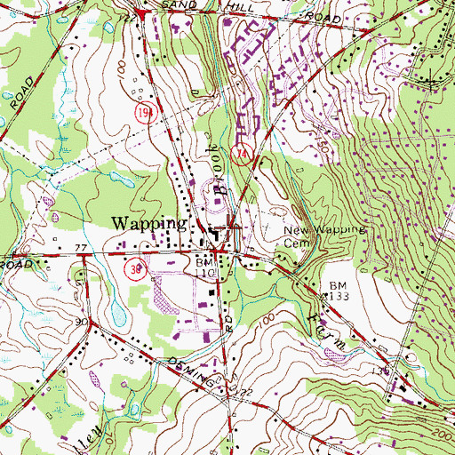 Topographic Map of Old Wapping Cemetery, CT