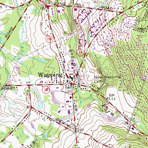 Topographic Map of Wapping Community Church, CT