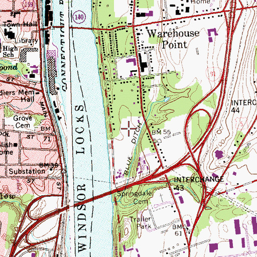 Topographic Map of Warehouse Point Park, CT