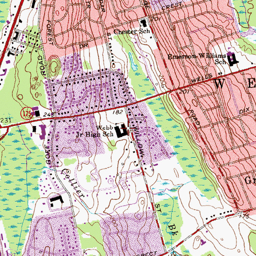 Topographic Map of Webb Kindergarten Center, CT