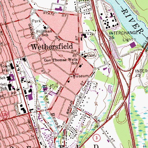 Topographic Map of Webb-Deane-Stevens Museum, CT