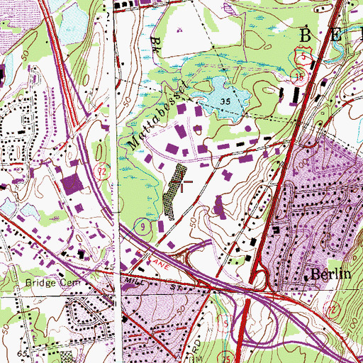 Topographic Map of Webster Square Shopping Center, CT