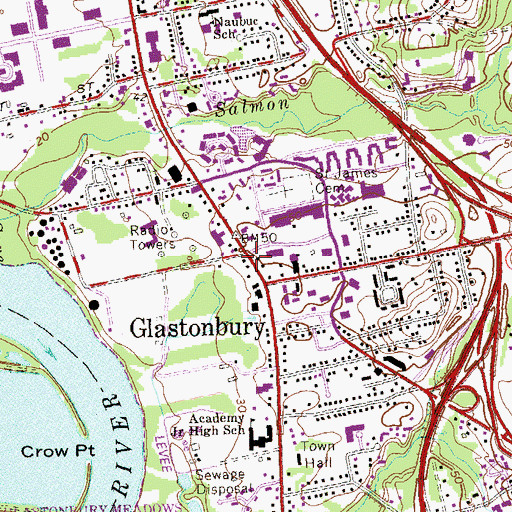 Topographic Map of Welles-Turner Memorial Library, CT