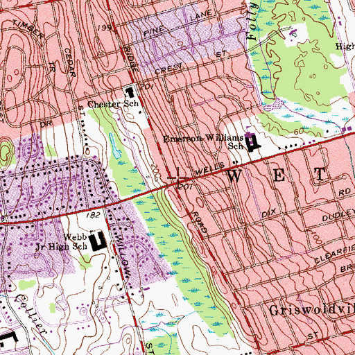 Topographic Map of Wells Corner, CT