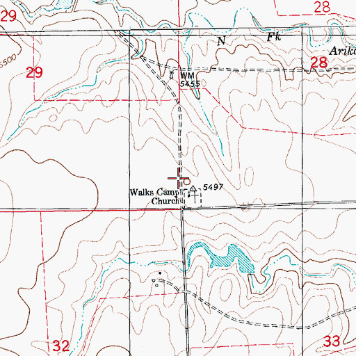 Topographic Map of Walks Camp Lutheran Church, CO